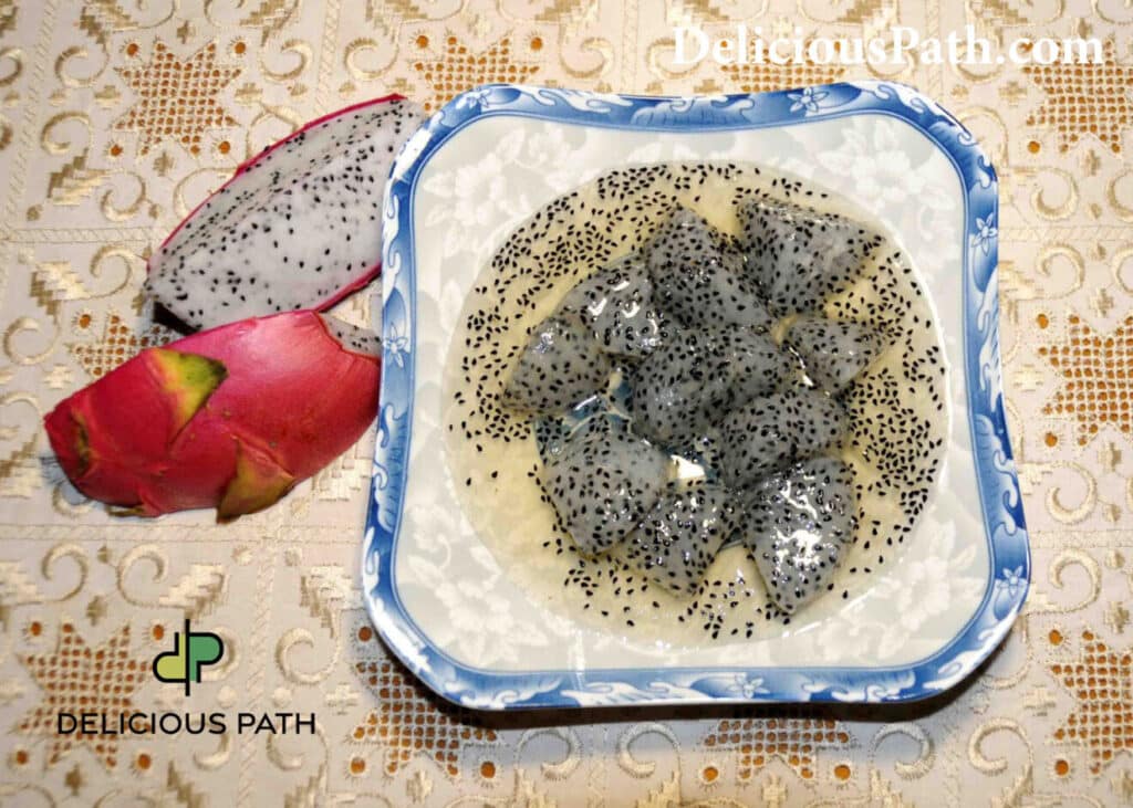 Bowl of dragon fruit preserve symbolizing awareness, food, and the psychology of slow travel