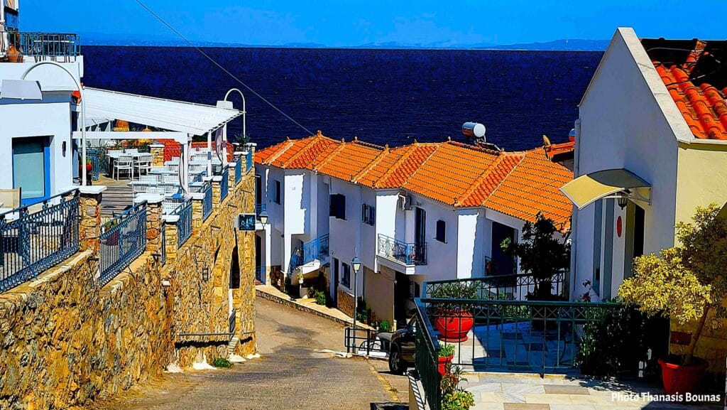 Tyros Peloponnese coastal village houses sea view traditional Greek architecture