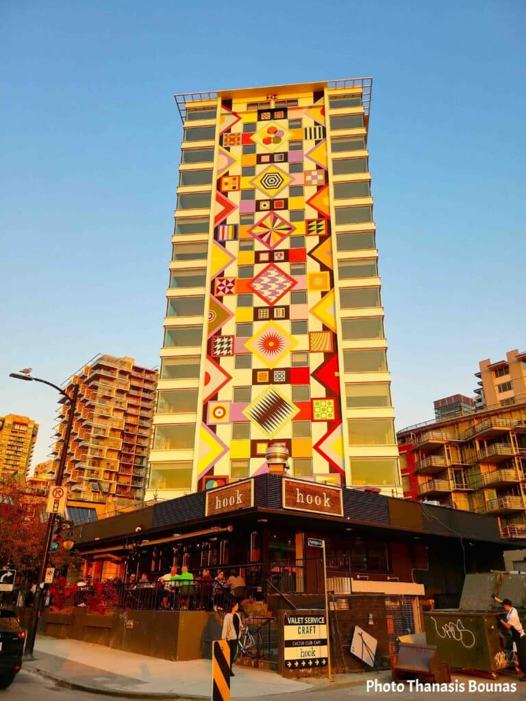 colorful residential building near English Bay Beach Vancouver geometric facade
