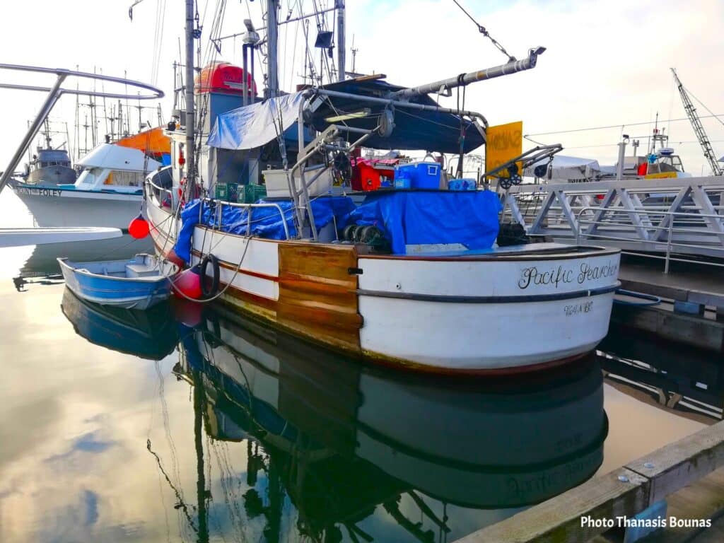 Fishing boat at dock Fisherman's Wharf Steveston Richmond British Columbia Canada
