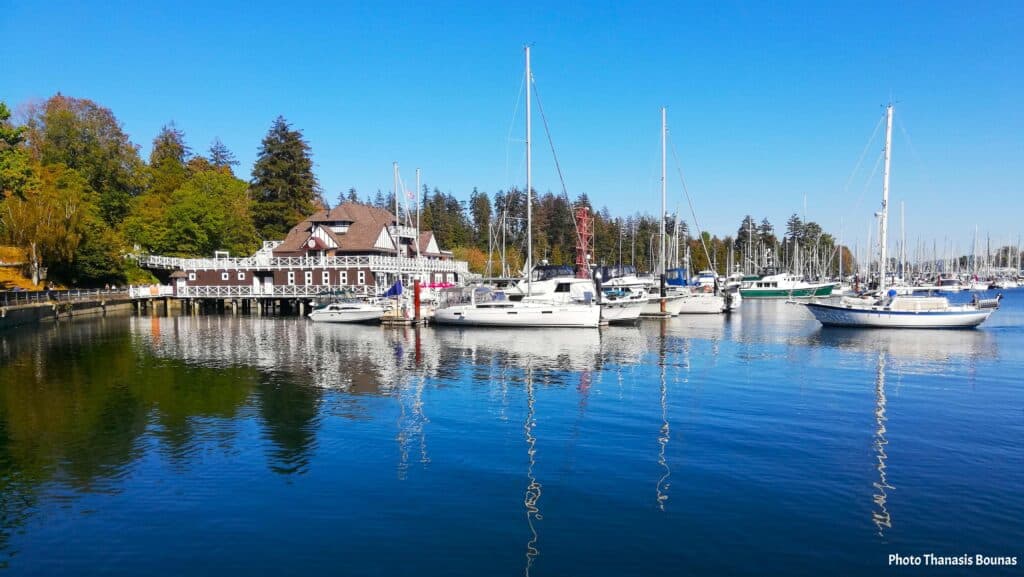 Sailboats at Coal Harbour Marina near Vancouver Rowing Club Vancouver British Columbia Canada
