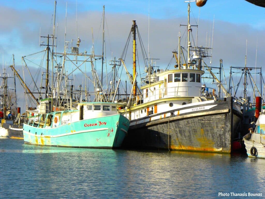 Fishing boats at Steveston Harbour Steveston Village Richmond British Columbia Canada