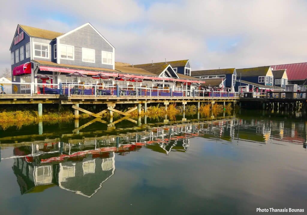 Steveston Village marina in Richmond, British Columbia, reflecting calm water and quiet travel moments