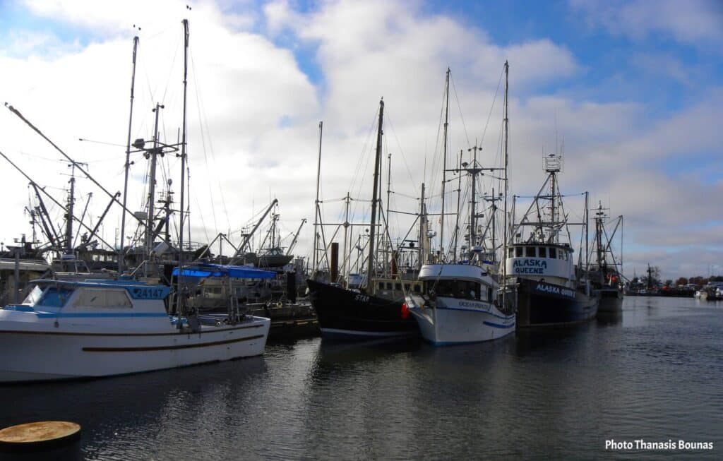 Fishing boats at Fisherman's Wharf Steveston Richmond British Columbia Canada
