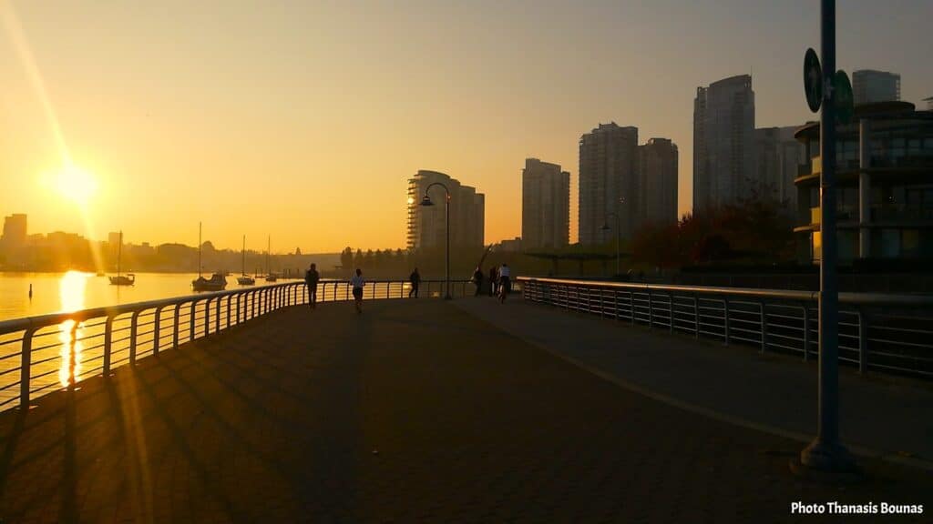 Sunset walk near sailboats at David Lam Park Vancouver