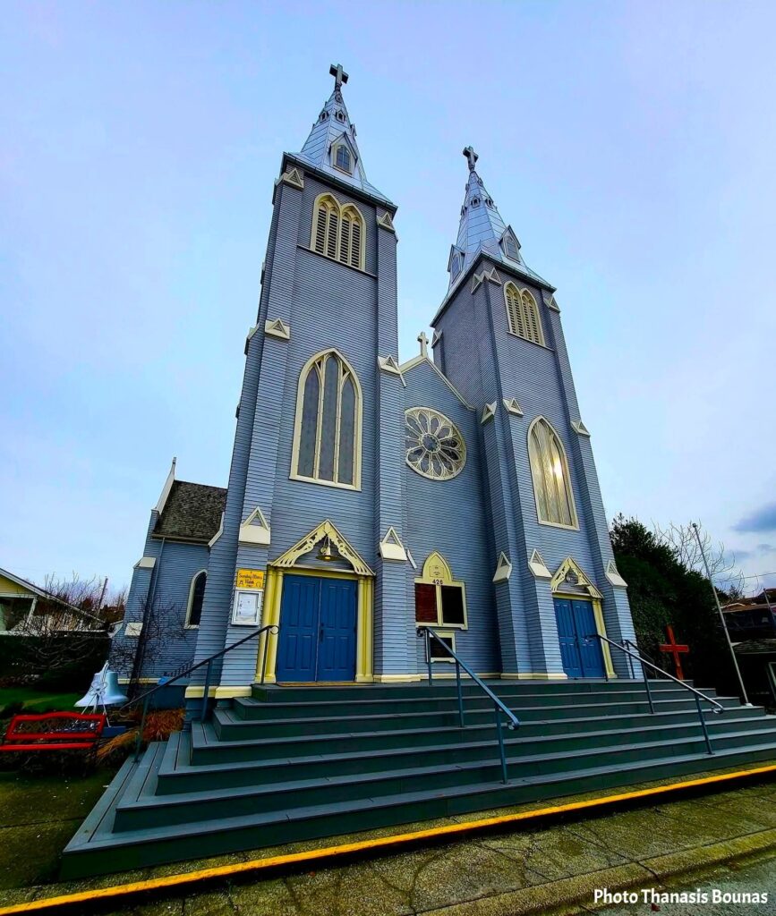 Historic St. Paul’s Parish church in North Vancouver near Mosquito Creek Marina, symbolizing community and identity during travel