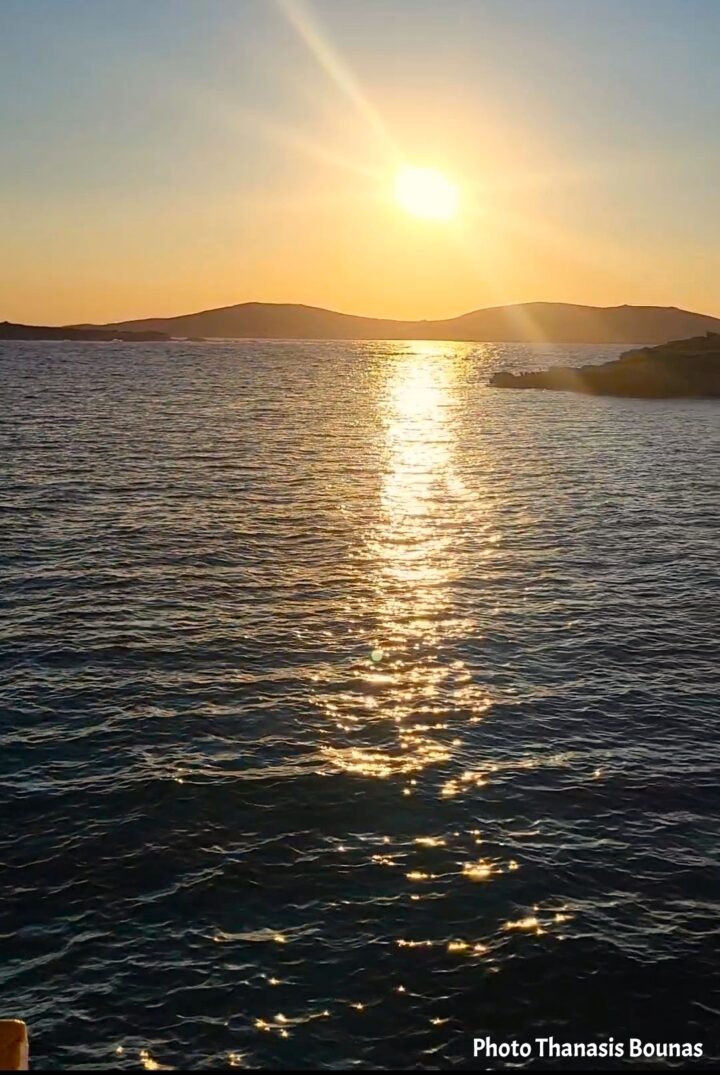 Crossing the Aegean from Mykonos toward the ancient island of Delos in the Cyclades. Photo by Thanasis Bounas.